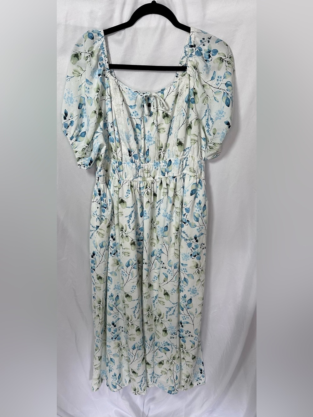 Torrid Tea Length Swiss Dot Tie Front Trim A-Line Size 0